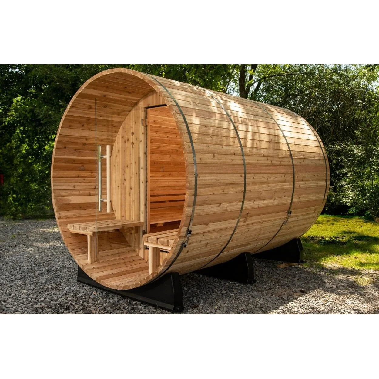 Almost Heaven Charleston Barrel Sauna – 4 Person with Porch