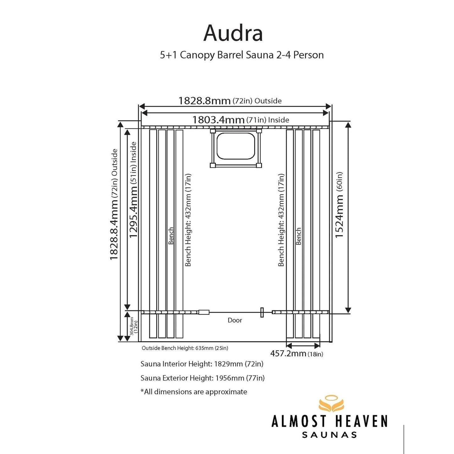 Almost Heaven Audra Barrel Sauna – 2 to 4 Person